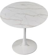 White / glass round marble top / white base dining table by Meridian additional picture 3