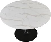 White / glass round marble top / black base dining table by Meridian additional picture 2