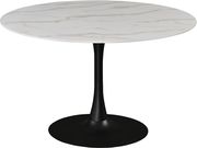 White / glass round marble top / black base dining table by Meridian additional picture 3