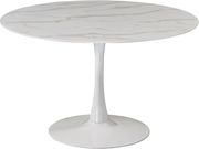 White / glass round marble top / white base dining table by Meridian additional picture 2