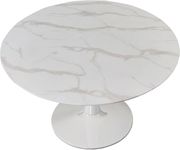 White / glass round marble top / white base dining table by Meridian additional picture 3