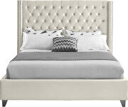 Modern tufted headboard cream fabric king bed by Meridian additional picture 5