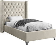 Modern cream high tufted headboard twin bed by Meridian additional picture 2