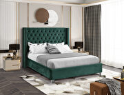 Modern tufted headboard green velvet full bed by Meridian additional picture 4