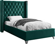 Modern green high tufted headboard twin bed by Meridian additional picture 3