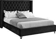 Modern tufted headboard black velvet full bed by Meridian additional picture 2
