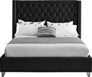 Modern tufted headboard black velvet full bed by Meridian additional picture 4