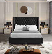 Modern tufted headboard black velvet full bed by Meridian additional picture 7