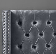 Modern tufted headboard gray fabric king bed by Meridian additional picture 7