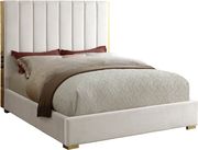 Gold frame/legs / cream velvet queen bed by Meridian additional picture 2
