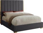 Gold frame/legs / gray velvet queen bed by Meridian additional picture 2