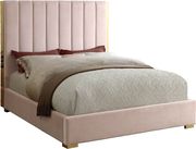 Gold frame/legs / pink velvet queen bed by Meridian additional picture 2