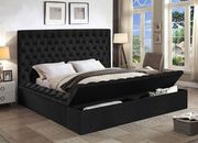 Black velvet tufted bed w/ storage by Meridian additional picture 2
