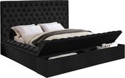 Black velvet tufted full size bed w/ storage by Meridian additional picture 3