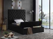 Black velvet tufted twin size bed w/ storage by Meridian additional picture 4