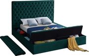 Green velvet tufted queen bed w/ storage by Meridian additional picture 2