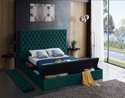 Green velvet tufted queen bed w/ storage by Meridian additional picture 3
