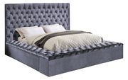 Gray velvet tufted bed w/ storage by Meridian additional picture 3