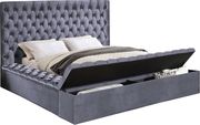 Gray velvet tufted bed w/ storage by Meridian additional picture 4