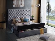 Gray velvet tufted full size bed w/ storage additional photo 2 of 3