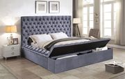 Gray velvet tufted bed in king size w/ storage by Meridian additional picture 2