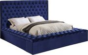 Navy velvet tufted bed w/ storage by Meridian additional picture 3