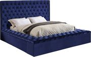 Navy velvet tufted full size bed w/ storage by Meridian additional picture 3