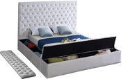 White velvet tufted full size bed w/ storage by Meridian additional picture 2