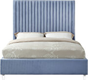 Modern sky blue velvet fabric bed w/ platform by Meridian additional picture 4