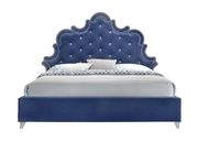 Tufted blue velvet modern king size bed by Meridian additional picture 3