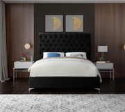 Black velvet tufted headboard contemporary bed by Meridian additional picture 3
