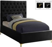 Black velvet tufted headboard twin bed by Meridian additional picture 2