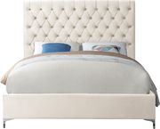 Cream velvet tufted headboard contemporary bed by Meridian additional picture 2