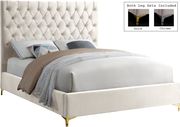 Cream velvet tufted headboard contemporary bed by Meridian additional picture 4