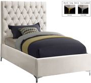 Cream velvet tufted headboard contemporary bed by Meridian additional picture 5