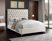 Cream velvet tufted headboard full bed by Meridian additional picture 4