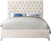 Cream velvet tufted headboard king bed additional photo 2 of 3