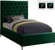 Green velvet tufted headboard contemporary bed by Meridian additional picture 5