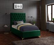 Green velvet tufted headboard contemporary bed by Meridian additional picture 6