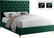 Green velvet tufted headboard king bed by Meridian additional picture 3