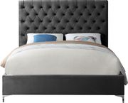 Gray velvet tufted headboard contemporary bed by Meridian additional picture 2