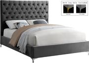 Gray velvet tufted headboard contemporary bed by Meridian additional picture 4