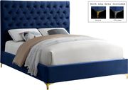 Navy velvet tufted headboard contemporary bed by Meridian additional picture 4