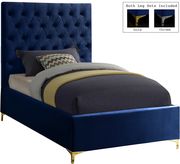 Navy velvet tufted headboard contemporary bed by Meridian additional picture 5