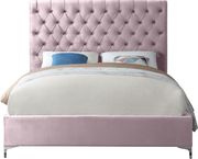 Pink velvet tufted headboard contemporary bed by Meridian additional picture 2
