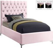 Pink velvet tufted headboard contemporary bed by Meridian additional picture 5