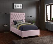 Pink velvet tufted headboard contemporary bed by Meridian additional picture 6