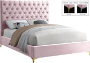 Pink velvet tufted headboard full bed additional photo 3 of 3