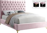Pink velvet tufted headboard king bed by Meridian additional picture 3