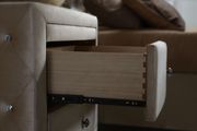 Unique beige fabric canopy tufted buttons bed by Meridian additional picture 4
